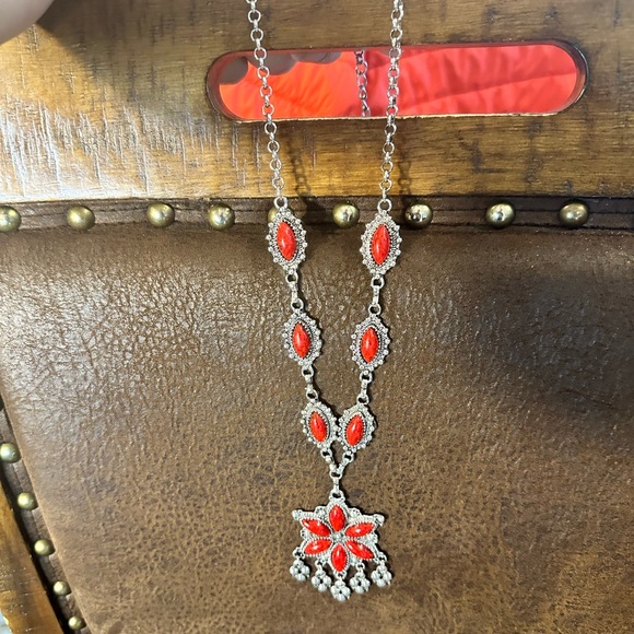 Red Stone Necklace, Bracelet, Earrings and Ring from Algeria Set - Picture 5 of 8